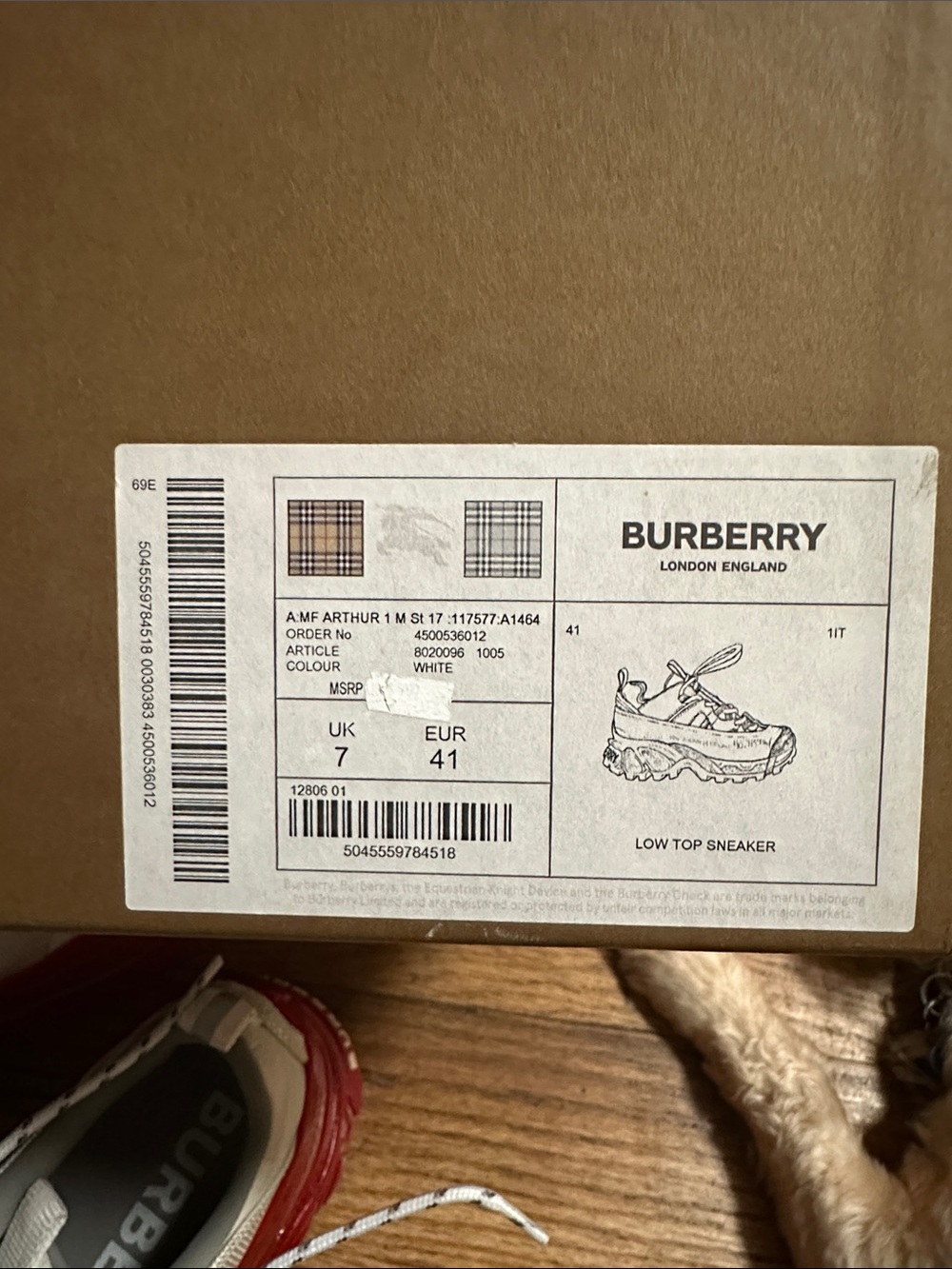 Burberry White and Red Patent Chunky Lace-Up Sneakers. New never worn. - Picture 12 of 14